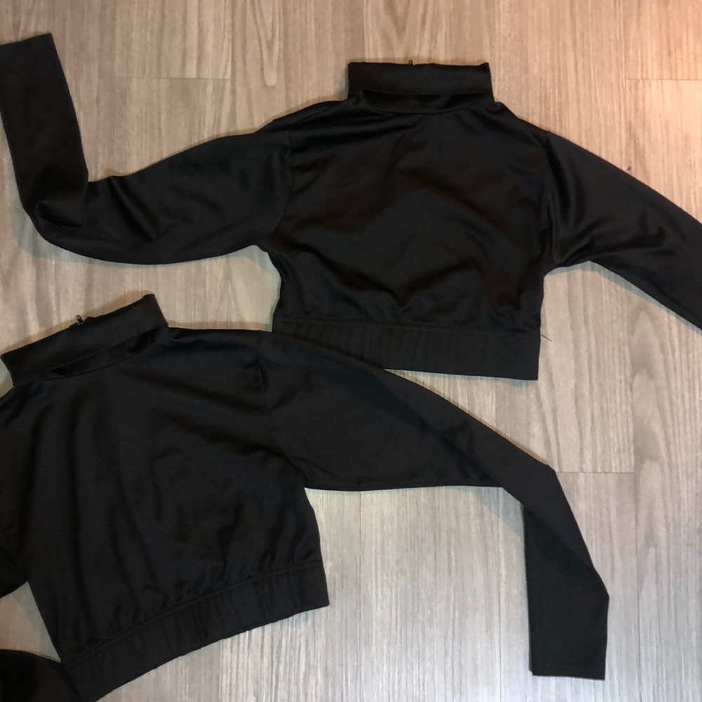 2 pack of midriff turtleneck black body suits